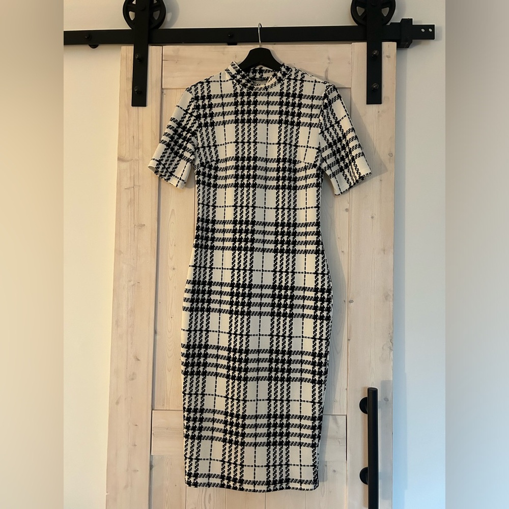 Black and White High Neck Dress
